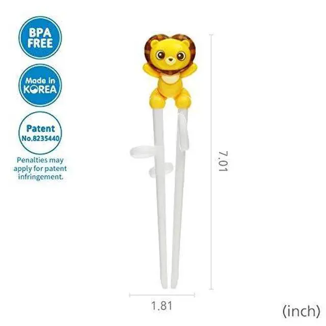 Alt view image 3 of 7 - Chopsticks, Training Chopsticks, Learning, Beginner, Brain Training, Practice, Korean Food, Japanese Sushi, 1 Step to Learn Chopstick, Right Handed - Made in Korea (Lion)