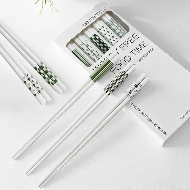Main image of Chopsticks Reusable Green Porcelain 5PC Hepburn Style
