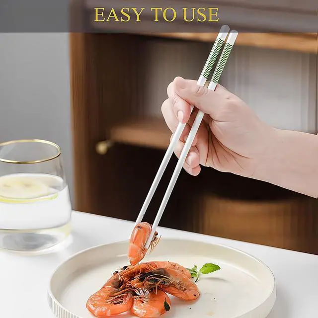 Alt view image 4 of 7 - Chopsticks Reusable Green Porcelain 5PC Hepburn Style