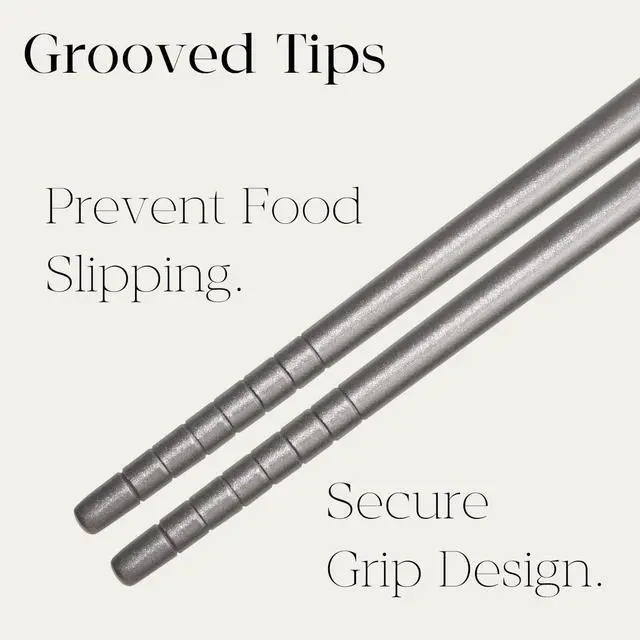 Alt view image 3 of 7 - 1 Pair Titanium Chopsticks-Unbreakable Camping & Travel Utensils, Panda Laser Engraved Lightweight Chopsticks Gift Set with Carry Case, Drawstring Bag/Dishwasher Safe(99.8% Pure Titanium)