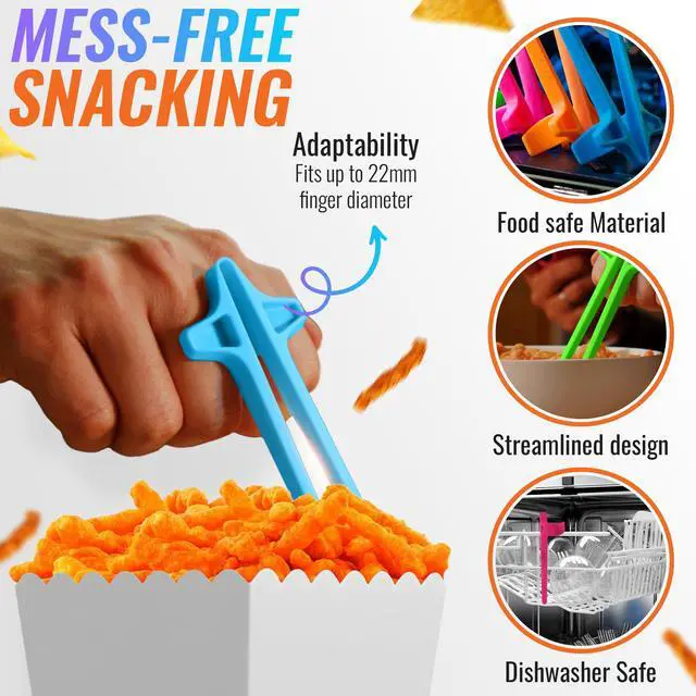 Alt view image 2 of 7 - LITE Finger Chopsticks for Gamers 4PC NEON Bundle - As Seen on Shark Tank! The Official Snacking Tool of the Future - Enjoy Snacks and Chips with Ease - Innovative Gaming Snacking Solution