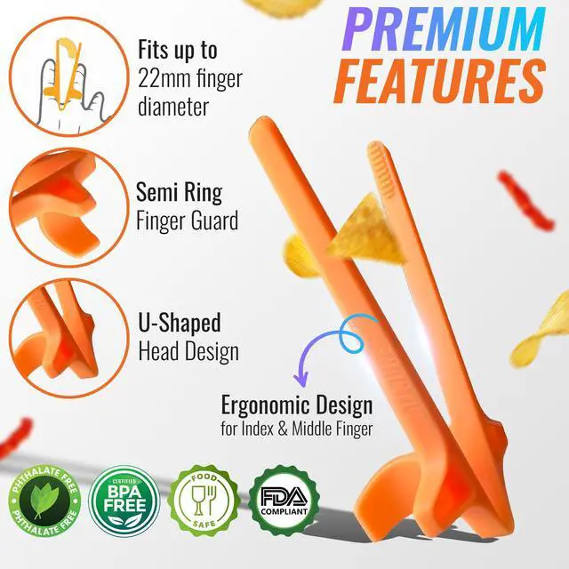 Alt view image 4 of 7 - LITE Finger Chopsticks for Gamers 4PC NEON Bundle - As Seen on Shark Tank! The Official Snacking Tool of the Future - Enjoy Snacks and Chips with Ease - Innovative Gaming Snacking Solution