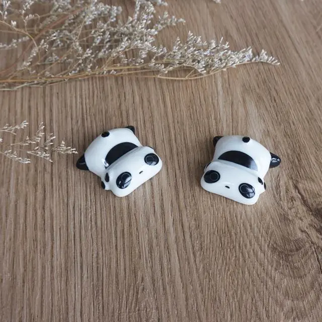 Alt view image 4 of 7 - Metal Chopsticks Reusable Fiberglass Chop sticks with Holder Chinese Japanese Gift Set Chopsticks Set Dishwasher Safe Alloy Chop sticks + Ceramic Cute Panda Chopstick Rest (2 Pairs - Panda)