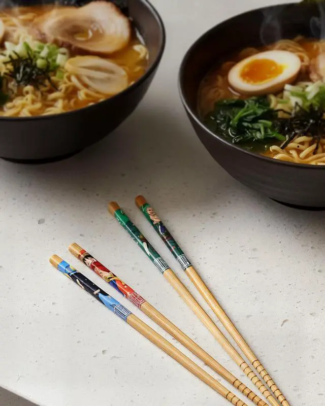 Alt view image 5 of 7 - One Piece Chopsticks Character Inspired Designs Reusable Bamboo Set 4 Pack