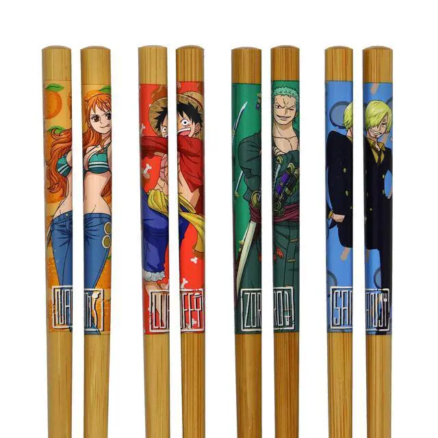 Alt view image 2 of 7 - One Piece Chopsticks Character Inspired Designs Reusable Bamboo Set 4 Pack