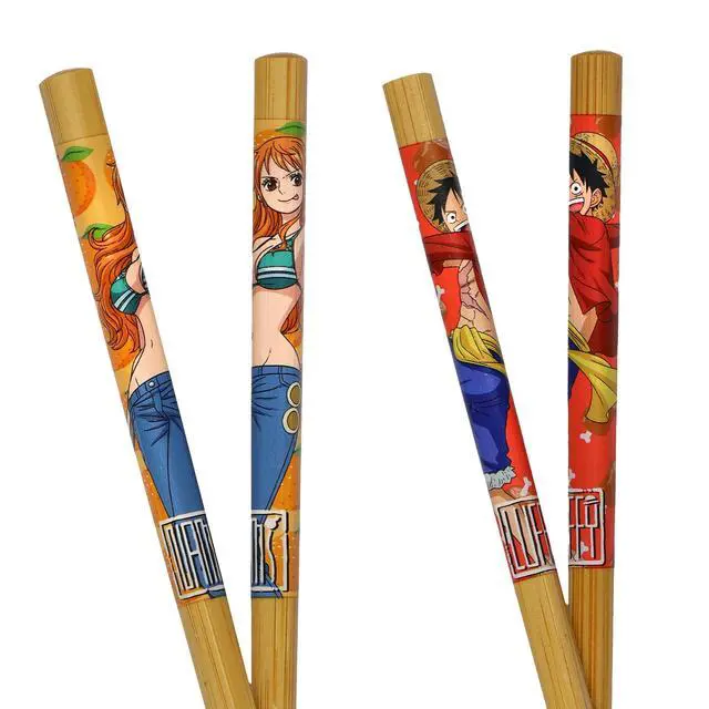 Alt view image 3 of 7 - One Piece Chopsticks Character Inspired Designs Reusable Bamboo Set 4 Pack