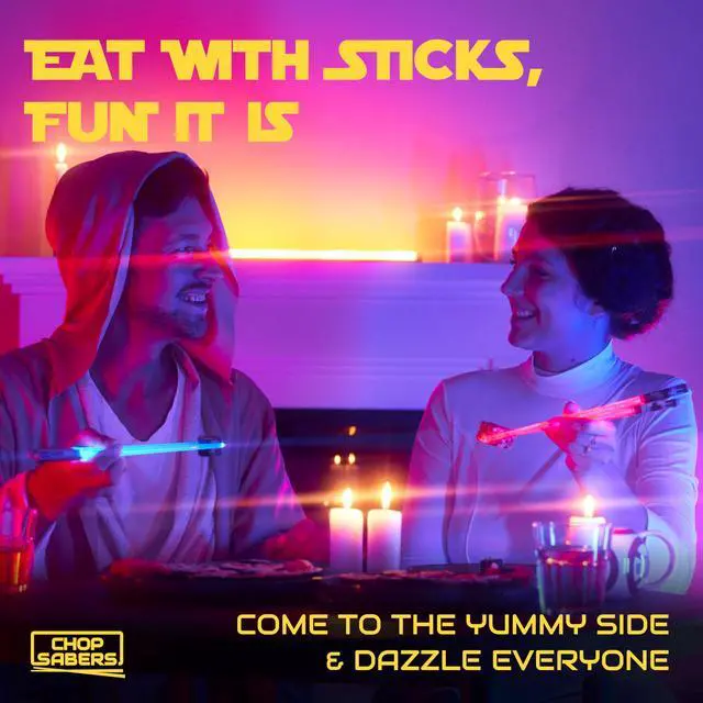 Alt view image 2 of 7 - Lightsaber Star War Chopstick Light Up Lightsaber Chopsticks for Adults Saber Sticks Cool Chopstick Light Up Chop Sticks Light Saber Reusable Lightup Sabers Star War Gifts 2 Pairs Blue/Red