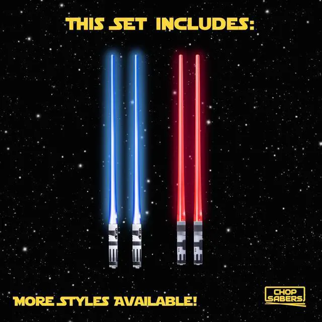 Alt view image 4 of 7 - Lightsaber Star War Chopstick Light Up Lightsaber Chopsticks for Adults Saber Sticks Cool Chopstick Light Up Chop Sticks Light Saber Reusable Lightup Sabers Star War Gifts 2 Pairs Blue/Red