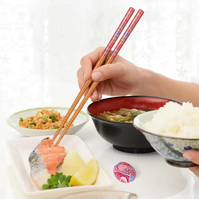 Alt view image 5 of 7 - 5 Pairs Reusable Bamboo Chopsticks and Ceramic Chopstick Rest Gift Set - Classic Japanese Style Chop Sticks and 5 Holders, Non-Slip Tips for Sushi, Ramen, Asian Cuisine, 8.8 Inch/22.5cm