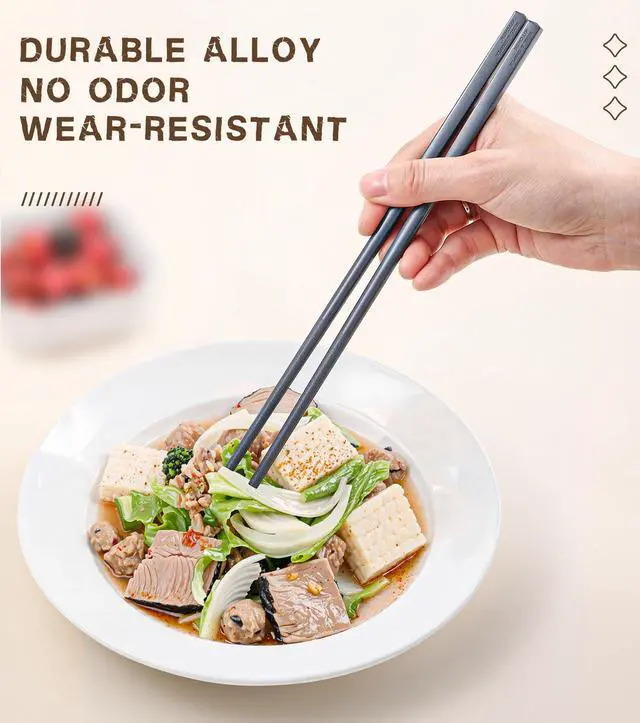 Alt view image 2 of 6 - 10 Pairs Fiberglass Chopsticks Reusable Set | Dishwasher Safe | Lightweight | Non-Slip, 9.45-Inch - Colourful Chop Stick