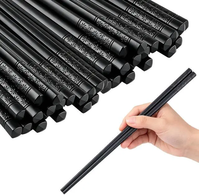 Main image of 100 Pairs Fiberglass Reusable Chopsticks 9.5" Dishwasher Safe Black Cherry Chopsticks for Chinese Style Japanese Food Cooking Supplies