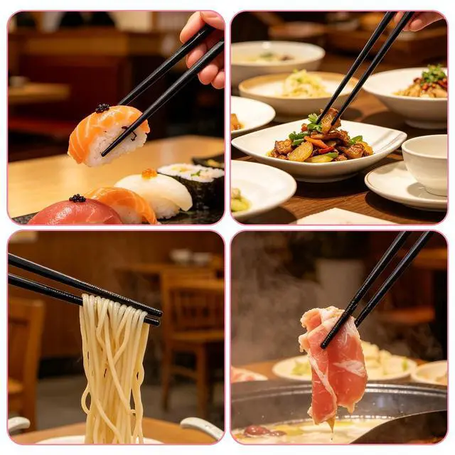 Alt view image 5 of 7 - 100 Pairs Fiberglass Reusable Chopsticks 9.5" Dishwasher Safe Black Cherry Chopsticks for Chinese Style Japanese Food Cooking Supplies