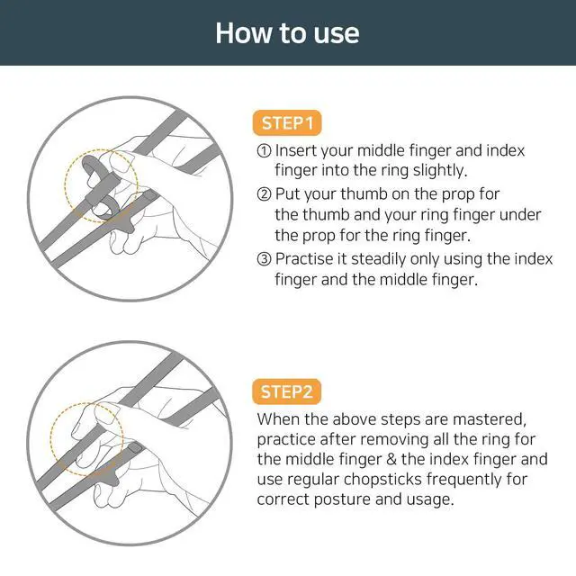 Alt view image 2 of 7 - Training Chopsticks for Adults Right Handed, Beginner, Helper, Trainer, Easy, Practice For Noodle, Suhi (Made in Korea)