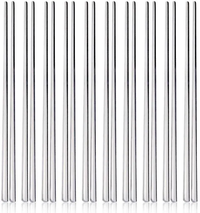 Main image of Metal Chopsticks,10 Pairs 304 Stainless Steel Flat Chopsticks, 8.66 Inch Dishwasher Lightweight Korean Chopsticks Set Reusable Classic Style for Dinner