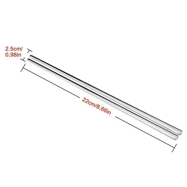 Alt view image 3 of 7 - Metal Chopsticks,10 Pairs 304 Stainless Steel Flat Chopsticks, 8.66 Inch Dishwasher Lightweight Korean Chopsticks Set Reusable Classic Style for Dinner