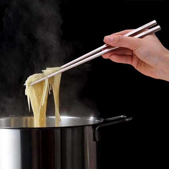 Alt view image 5 of 7 - Metal Chopsticks,10 Pairs 304 Stainless Steel Flat Chopsticks, 8.66 Inch Dishwasher Lightweight Korean Chopsticks Set Reusable Classic Style for Dinner