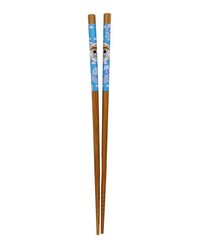 Alt view image 3 of 6 - One Piece Chopsticks Anime Manga Luffy Straw Hat Pirates 2 Pairs Reusable Bamboo 8.85in Gift Set for Ramen Kitchen Utensil