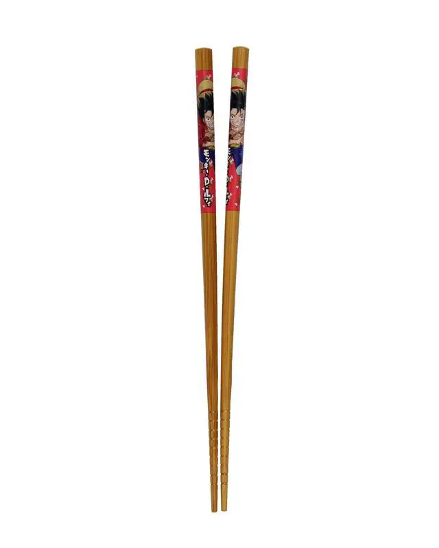 Alt view image 4 of 6 - One Piece Chopsticks Anime Manga Luffy Straw Hat Pirates 2 Pairs Reusable Bamboo 8.85in Gift Set for Ramen Kitchen Utensil