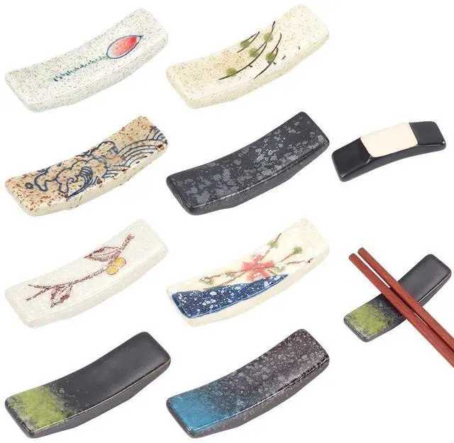 Main image of 8Pcs Japanese Style Chopstick Rest Ceramic Chopstick Holder for Dinner Spoons Forks Paint Brushes Table Decoration