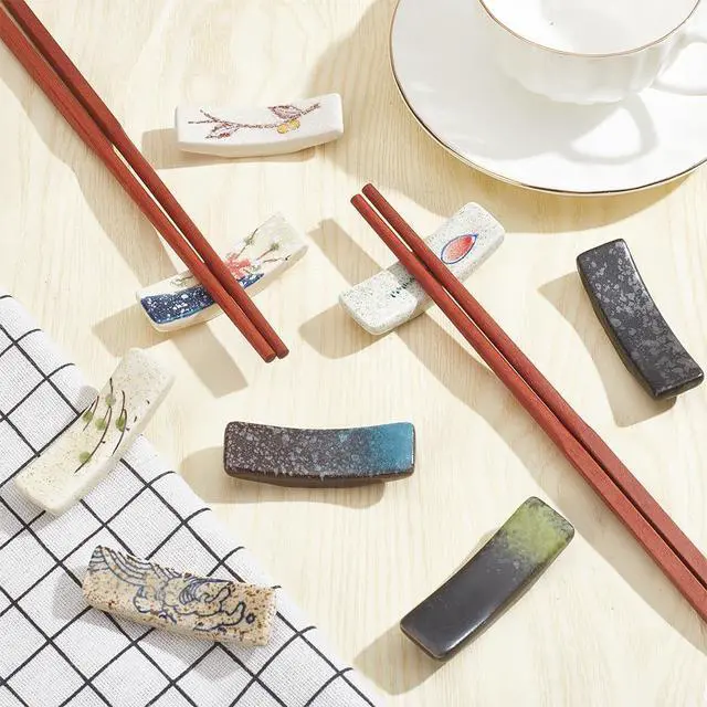 Alt view image 4 of 7 - 8Pcs Japanese Style Chopstick Rest Ceramic Chopstick Holder for Dinner Spoons Forks Paint Brushes Table Decoration