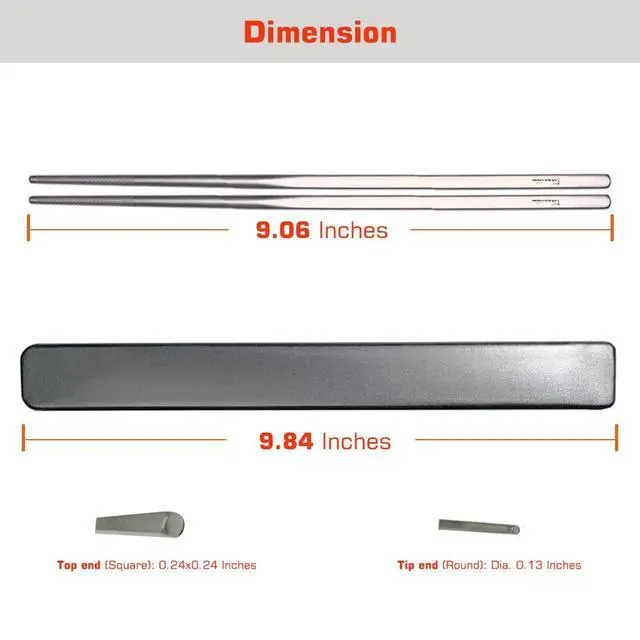 Alt view image 3 of 6 - Titanium Chopsticks with Case, XBD Gears 2 Pairs of 9 Inches Square Chopstick Set Dishwasher Safe Reusable for Home & Travel (2-Pair Chopsticks)