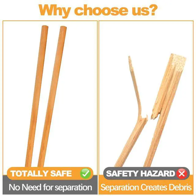 Alt view image 2 of 7 - 100 Pairs Bamboo Chopsticks Reusable, 9.5" Natural Unpainted Non-Slip Bamboo Chop Sticks, Lightweight Bulk Wooden Chopsticks for Home Restaurant Party, Sushi, Noodles