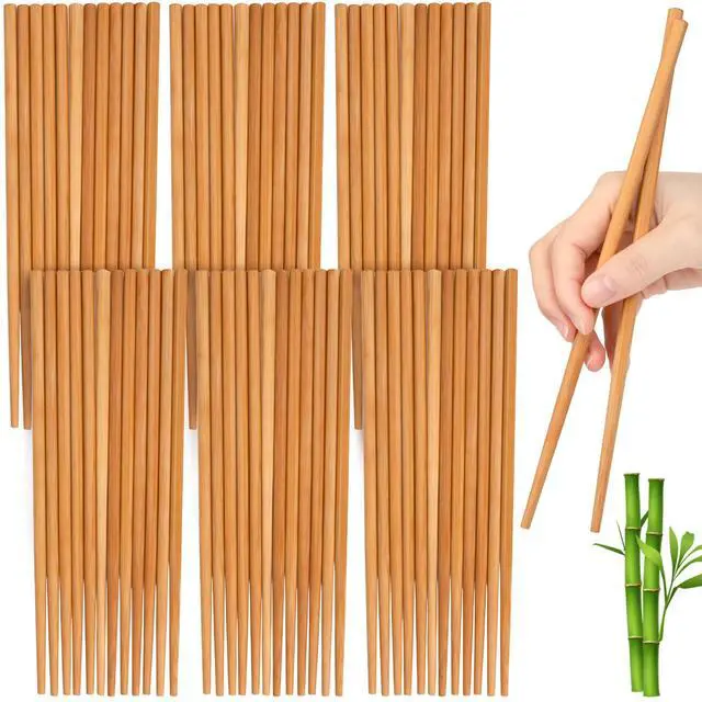 Main image of 100 Pairs Bamboo Chopsticks Reusable, 9.5" Natural Unpainted Non-Slip Bamboo Chop Sticks, Lightweight Bulk Wooden Chopsticks for Home Restaurant Party, Sushi, Noodles