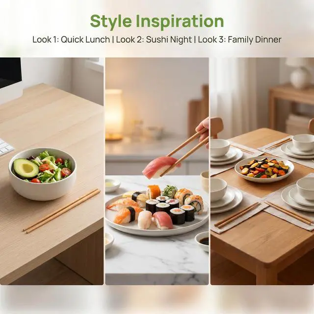 Alt view image 6 of 7 - 100 Pairs Bamboo Chopsticks Reusable, 9.5" Natural Unpainted Non-Slip Bamboo Chop Sticks, Lightweight Bulk Wooden Chopsticks for Home Restaurant Party, Sushi, Noodles