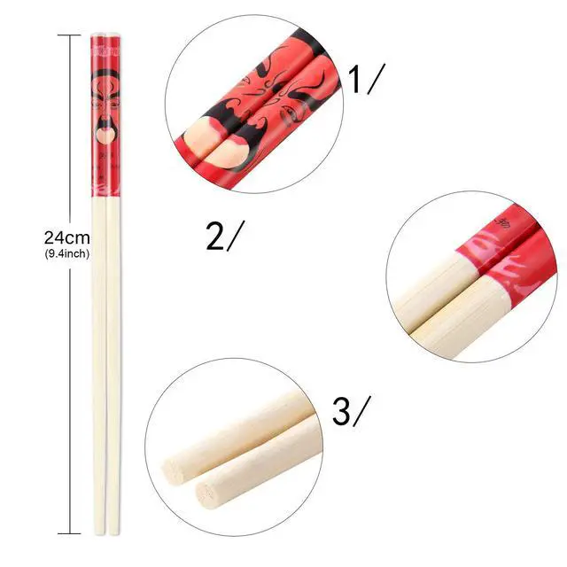 Alt view image 5 of 7 - 20 Pairs Chinese Bamboo Chopsticks Reusable with Elegant Silk Brocade Pouch Multicolored Nonslip Chopstick Gift Set for Asian Dishes Sushi Rice Noodles Chinese