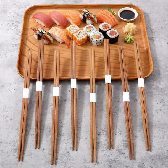 Alt view image 4 of 7 - 100 Pairs Bamboo Chopsticks Reusable, Natural Wooden Chopsticks, 9.5 Inch Dishwasher Safe Lightweight by or Sushi Ramen Restaurant, 9.5 Inches, Brown
