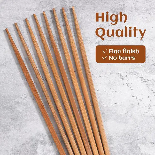 Alt view image 6 of 7 - 100 Pairs Bamboo Chopsticks Reusable, Natural Wooden Chopsticks, 9.5 Inch Dishwasher Safe Lightweight by or Sushi Ramen Restaurant, 9.5 Inches, Brown