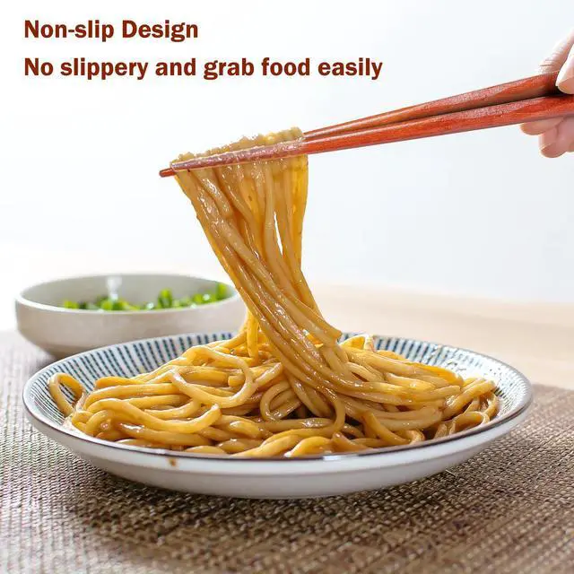 Alt view image 5 of 7 - Reusable Chopsticks, 5 Pairs Natural Wooden Chopsticks with Unique Pattern Dishwasher Safe 8.8 Inch/22.5cm Non-Slip Chopstick Gift Set
