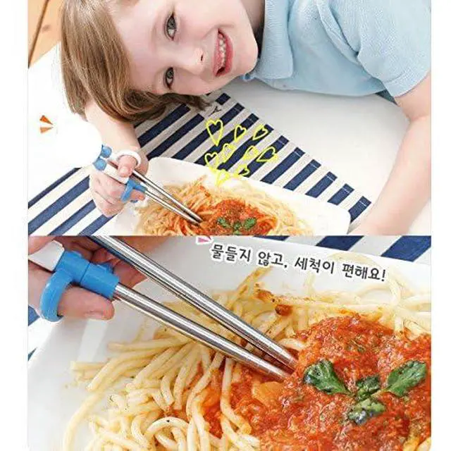 Alt view image 4 of 7 - Petty Training Chopsticks for Right-hand Children Kids Stainless Steel, Edison Friends Chopsticks, Made in Korea