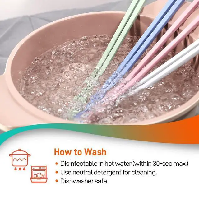 Alt view image 4 of 7 - Reusable Long Silicone Cooking Chopsticks with Spoon 12 Inches 1 Pair, Dishwasher Safe, BPA-free Non-Slip, Non-Scratch, Korea Japanese Kitchen Utensils (Pastel Grey, 1Pair )