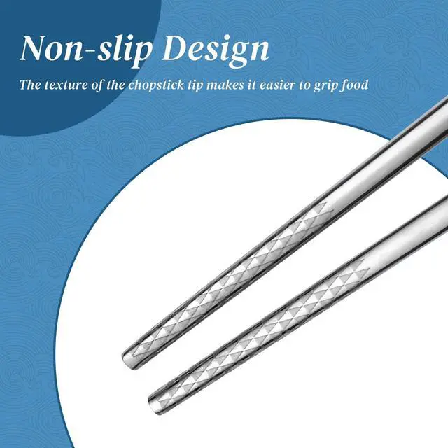 Alt view image 4 of 6 - Stainless Steel Chopsticks, Titanium Plated Metal Chopsticks, 9.8" Premium Japanese Korean Color Laser Engraved Cooking Chop Sticks, Dishwasher Safe, Reusable, Anti-slip, Anti-scald, 2 Pairs Gift Set