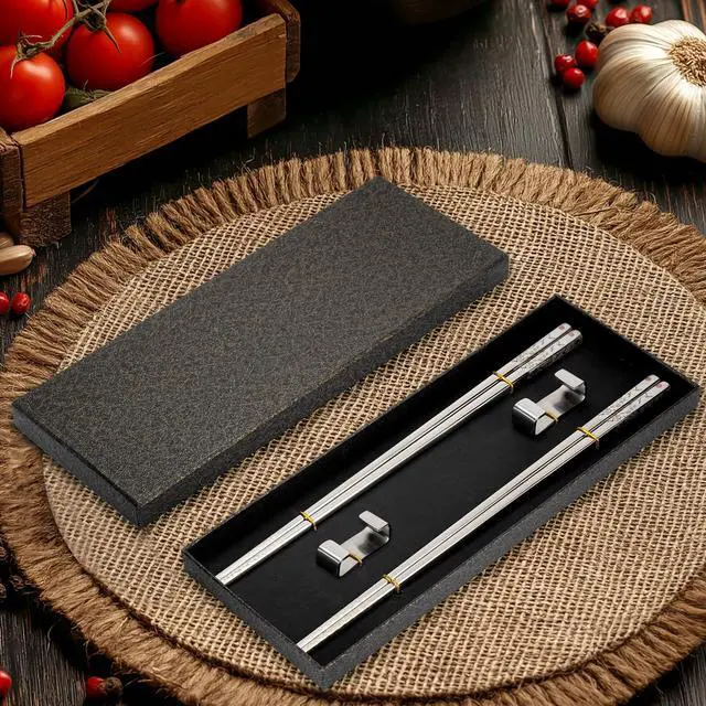 Alt view image 2 of 6 - Stainless Steel Chopsticks, Titanium Plated Metal Chopsticks, 9.8" Premium Japanese Korean Color Laser Engraved Cooking Chop Sticks, Dishwasher Safe, Reusable, Anti-slip, Anti-scald, 2 Pairs Gift Set