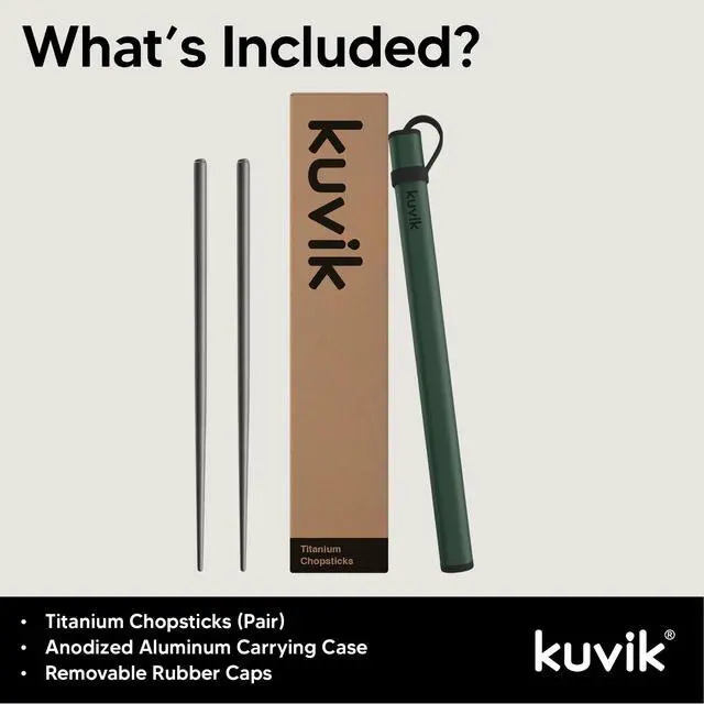 Alt view image 3 of 6 - Titanium Chopsticks with Army Green Carrying Case