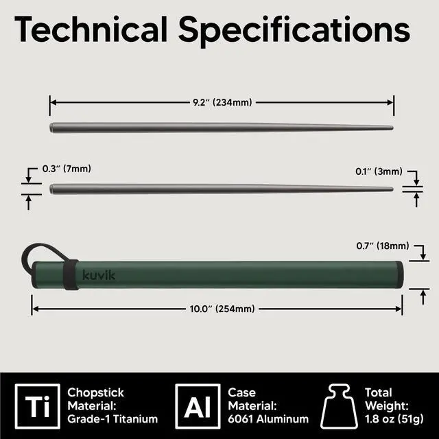 Alt view image 4 of 6 - Titanium Chopsticks with Army Green Carrying Case