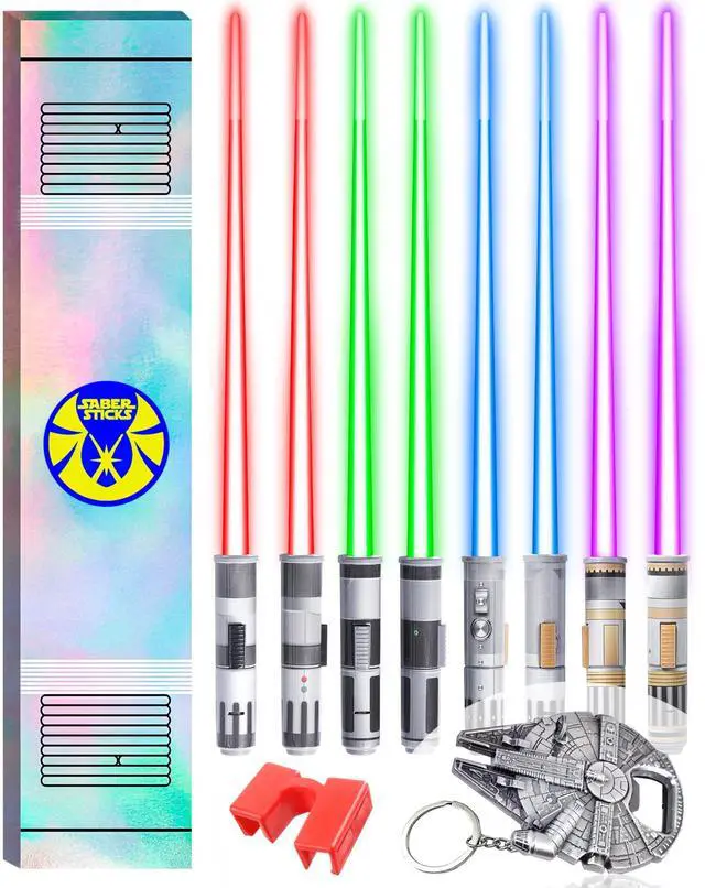Main image of Lightsaber Chopsticks Light Up Star War Chopstick Light Up Mini Light Chopsticks for Adults Cool Chopstick Light Led Chop Sticks Jedi Stix Red Blue Green Purple 4 Pairs