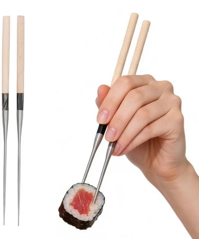 Main image of Metal Cooking Chopsticks with Wood Handle, 11.4in Sushi Chopsticks Long Cooking Chopsticks Reusable Metal Chop Sticks Dishwasher Safe for Frying, Hot Pot, Noodles and Japanese, Korean, Chinese Foods