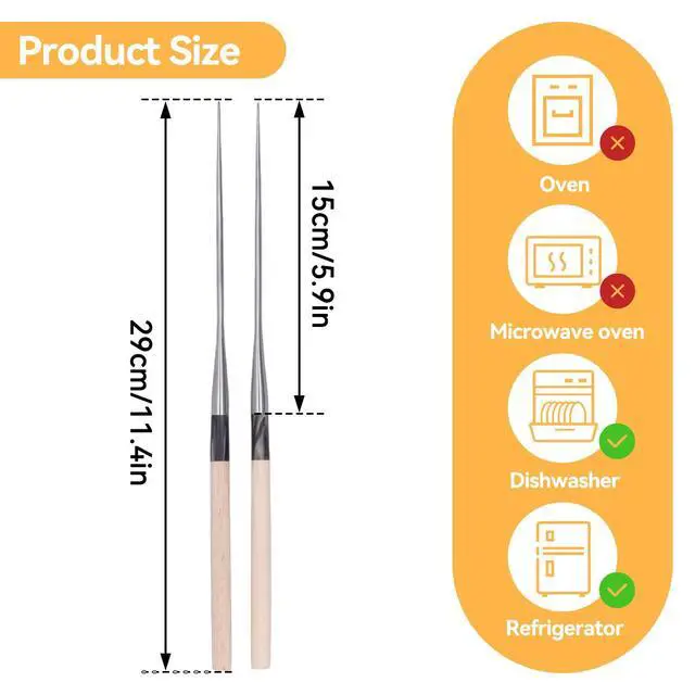Alt view image 2 of 7 - Metal Cooking Chopsticks with Wood Handle, 11.4in Sushi Chopsticks Long Cooking Chopsticks Reusable Metal Chop Sticks Dishwasher Safe for Frying, Hot Pot, Noodles and Japanese, Korean, Chinese Foods