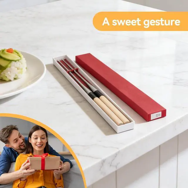 Alt view image 6 of 7 - Metal Cooking Chopsticks with Wood Handle, 11.4in Sushi Chopsticks Long Cooking Chopsticks Reusable Metal Chop Sticks Dishwasher Safe for Frying, Hot Pot, Noodles and Japanese, Korean, Chinese Foods