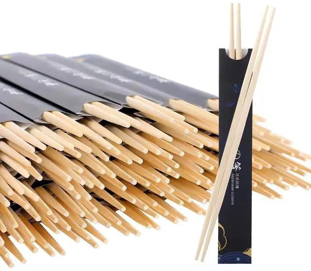 Main image of 100 pairs Disposable Bamboo Chopsticks, 9.5 Inch Japanese Style Double Pointed Sleeved and Separated Chop sticks for Sushi & Asian Dishes