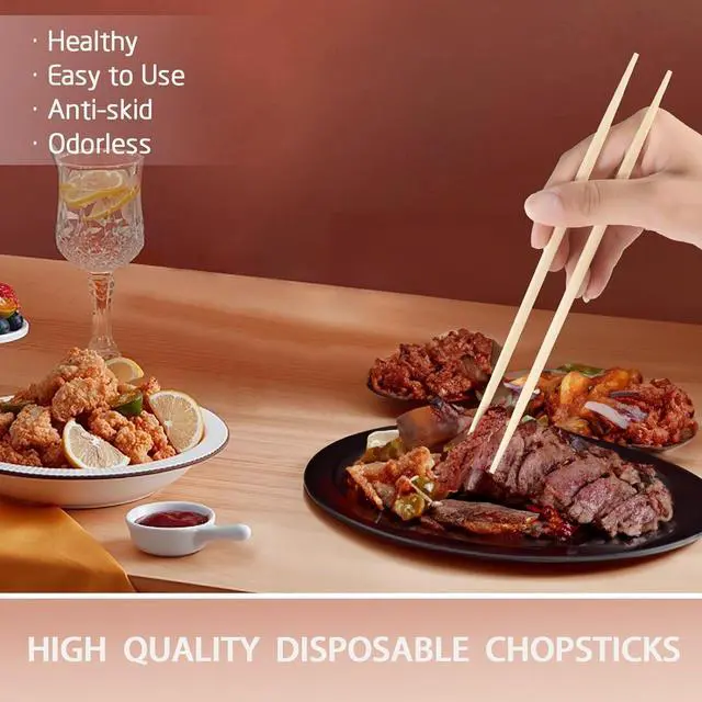 Alt view image 6 of 6 - 100 pairs Disposable Bamboo Chopsticks, 9.5 Inch Japanese Style Double Pointed Sleeved and Separated Chop sticks for Sushi & Asian Dishes
