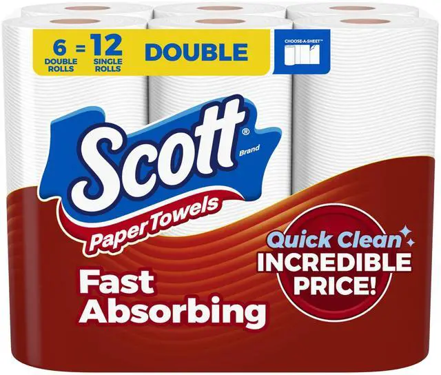 Main image of Paper Towels, Choose-A-Sheet, 6 Double Rolls = 12 Regular Rolls (108 Sheets Per Roll)