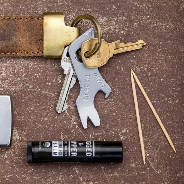 Alt view image 3 of 7 - Gear Shard 7-in-1 Keychain Multitool - Screwdriver, Bottle Opener, EDC Compact Tool - Fathers Day Dad Gifts, Gifts for Men, Silver