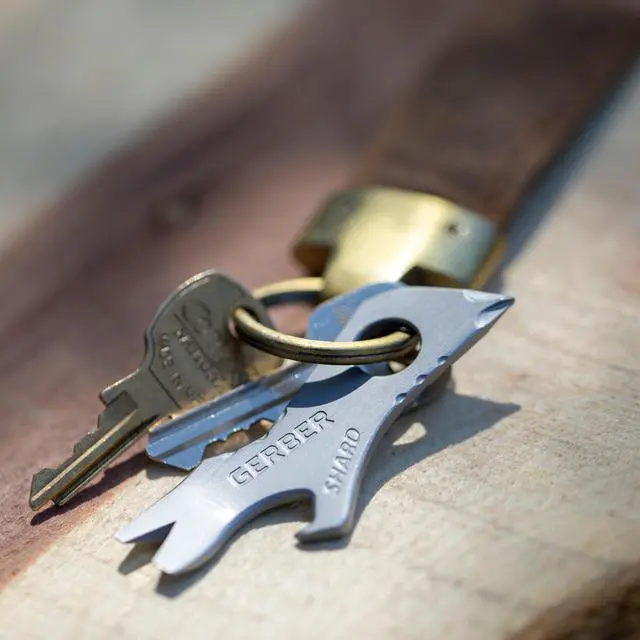 Alt view image 6 of 7 - Gear Shard 7-in-1 Keychain Multitool - Screwdriver, Bottle Opener, EDC Compact Tool - Fathers Day Dad Gifts, Gifts for Men, Silver