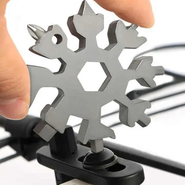 Alt view image 2 of 5 - 18-in-1 Snowflake Multi Tool, Stainless Steel Snowflake Bottle Opener/Flat Phillips Screwdriver Kit/Wrench, Stocking Stuffers for Men(Standard-Stainless Steel)