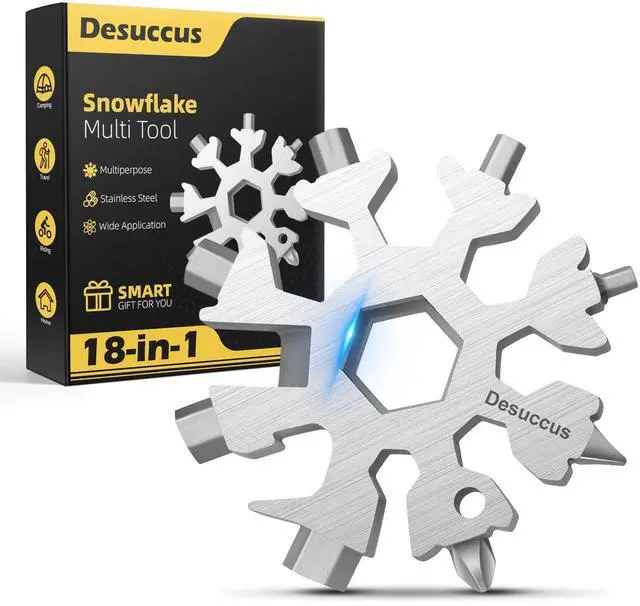 Main image of 18-in-1 Snowflake Multi Tool, Stainless Steel Snowflake Bottle Opener/Flat Phillips Screwdriver Kit/Wrench, Stocking Stuffers for Men(Standard-Stainless Steel)
