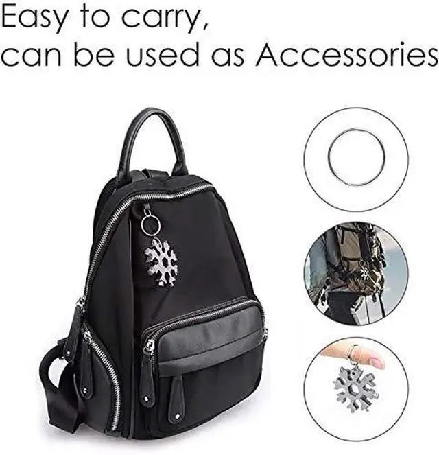 Alt view image 5 of 5 - 18-in-1 Snowflake Multi Tool, Stainless Steel Snowflake Bottle Opener/Flat Phillips Screwdriver Kit/Wrench, Stocking Stuffers for Men(Standard-Stainless Steel)